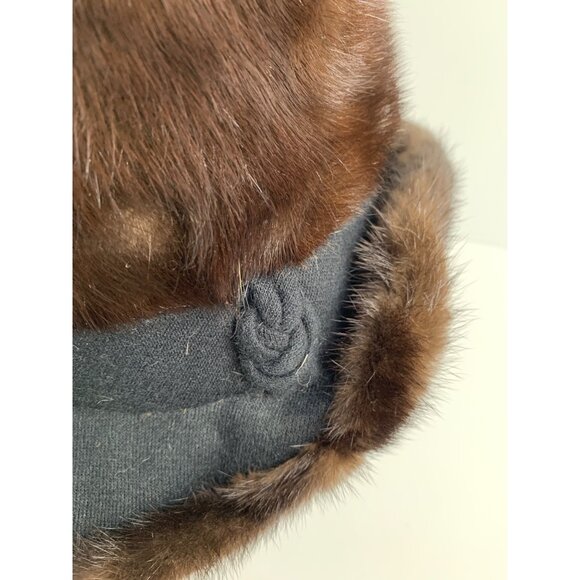Vintage Leslie James Dark Brown Mink Fur & Wool Cloche Hat Classic 1950s  S